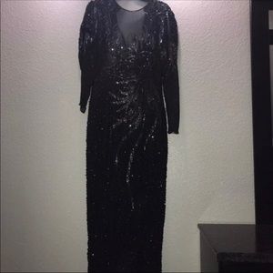 Black Tie Sequins Mesh Details Dress